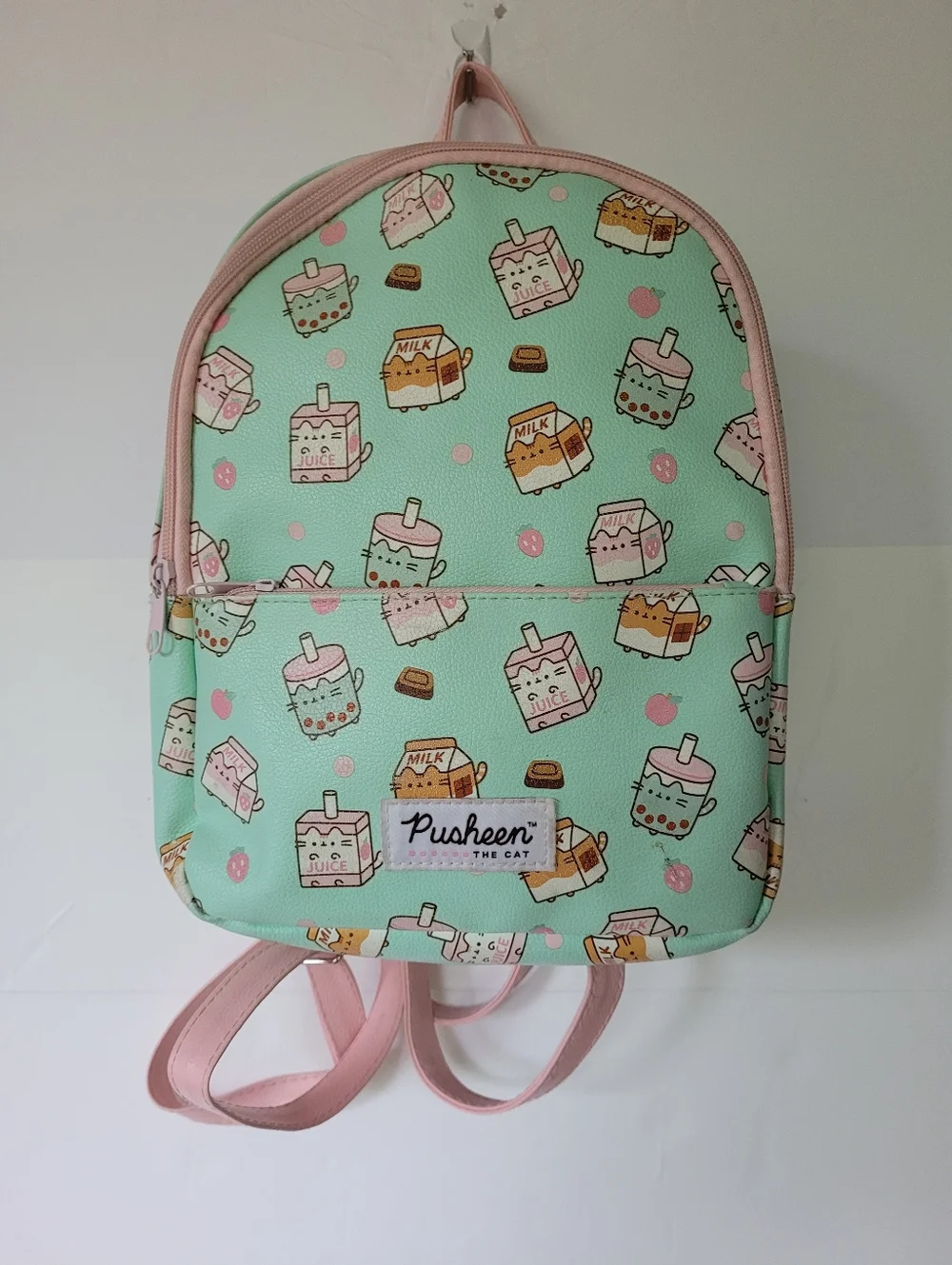 Pusheen The Cat Milk Cartoon Mint and Pink Mini Backpack .